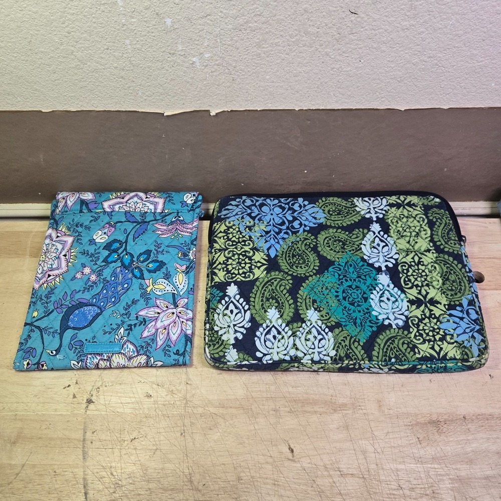 Vera Bradley Laptop Bag Sleeve Case lot Caribbean Sea 11.5 x 14 & 11x9